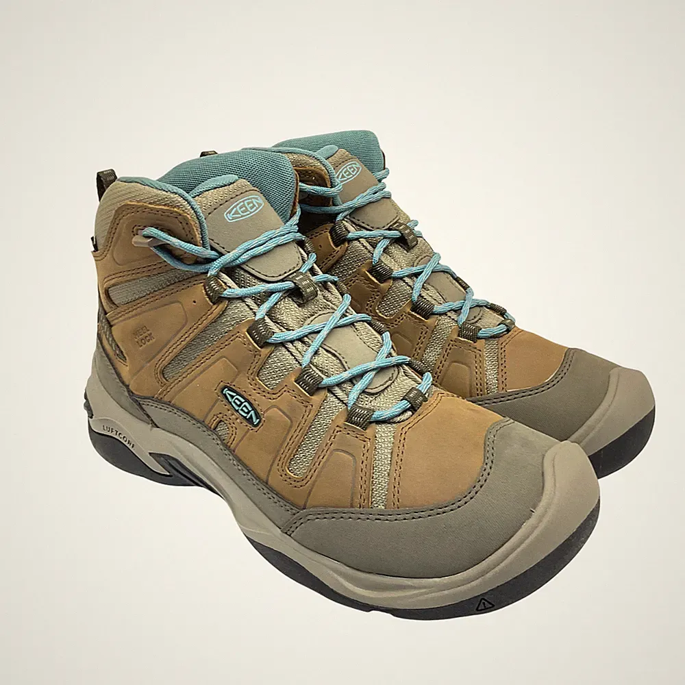 KEEN Women's Mid-Cut Circadia WP Casual Hiking Boots Brown/Turquoise Size 10M